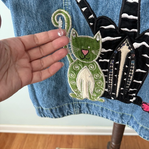 🐾 Blue Bayou Cat Embroidered Denim Jacket XL - Picture 3 of 15